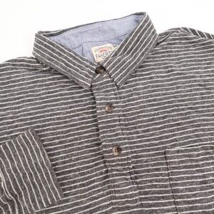 Faherty Brand Mens Striped Long Sleeve‎ Shirt Gray Button Up Medium Casual